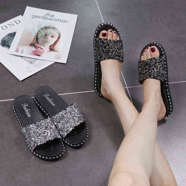 fashion sequin casual sandals women wear flat bottom flip flops and sandals in summer 2020, Black
fashion sequin casual sandals women wear flat bottom flip flops and sandals in summer 2020, Black