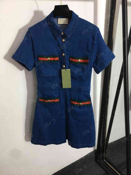women designer dresses lion head button lapel short sleeve denim dress luxury gu women clothing for wedding party dresses, Black;gray
women designer dresses lion head button lapel short sleeve denim dress luxury gu women clothing for wedding party dresses, Black;gray