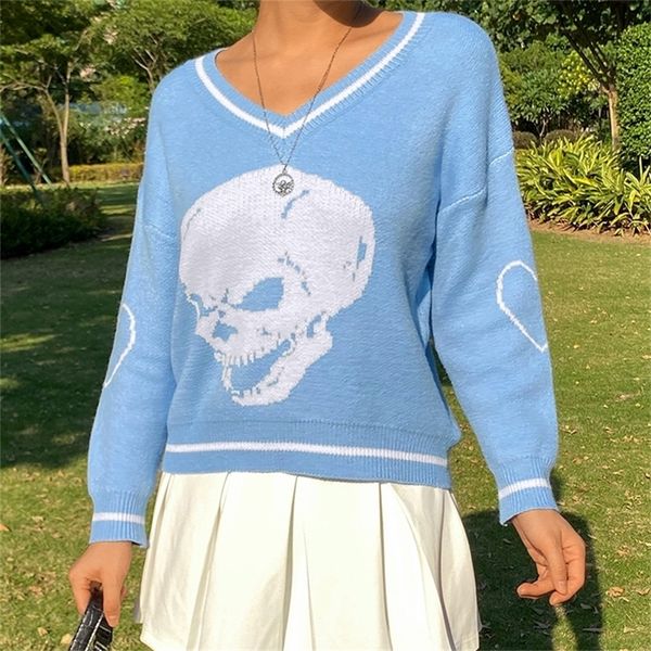 yiciya autumn y2k sweaters skulls pullovers v neck knitwear loose casual knitted women streetwear e-girl blue 201222, White;black
yiciya autumn y2k sweaters skulls pullovers v neck knitwear loose casual knitted women streetwear e-girl blue 201222, White;black