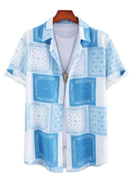 men 1pc random paisley & scarf print shirt n6h0#, White;black
men 1pc random paisley & scarf print shirt n6h0#, White;black