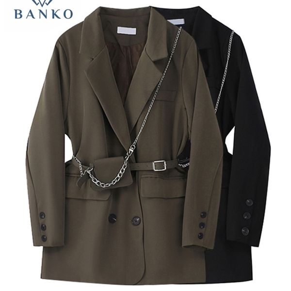 autumn winter women pocket big size blazer lapel long sleeve loose vintage fit jacket with waist bag female coats 220402, White;black
autumn winter women pocket big size blazer lapel long sleeve loose vintage fit jacket with waist bag female coats 220402, White;black