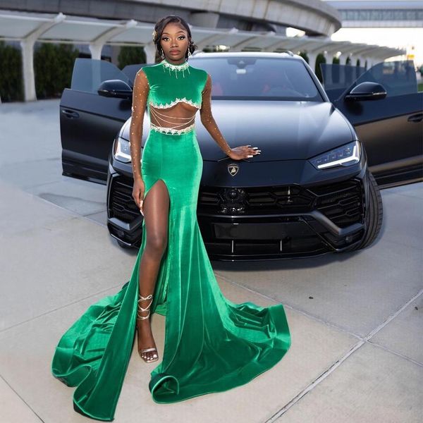 hunter mermaid prom dresses high neckline beaded long sleeves evening gowns side split sweep train black girl velvet special occasion formal
hunter mermaid prom dresses high neckline beaded long sleeves evening gowns side split sweep train black girl velvet special occasion formal