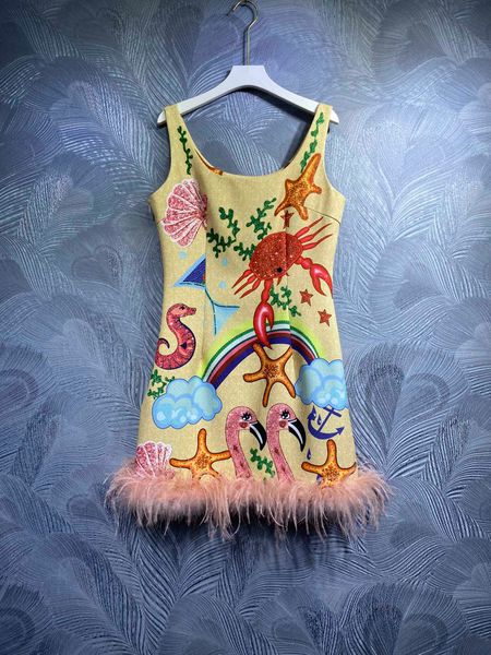 2022 european luxury dress new retro crew neck undersea animal print feather tassel dress, Black;gray
2022 european luxury dress new retro crew neck undersea animal print feather tassel dress, Black;gray