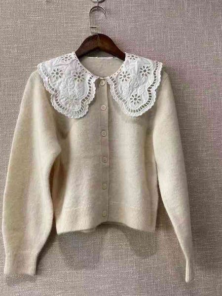 women's knits tees os family tweet blogger gulina zha of the same style lace large lapel embroidered sweater knitwear, White
women's knits tees os family tweet blogger gulina zha of the same style lace large lapel embroidered sweater knitwear, White