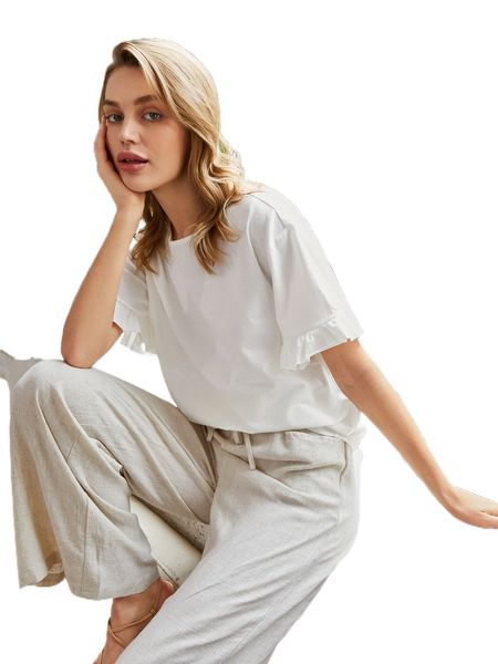flounce sleeve tee 55if#, White