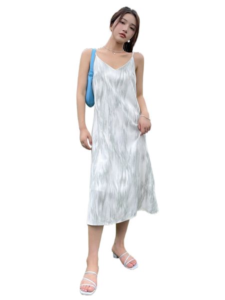 dazy tie dye cami dress 16ky#, Black;gray