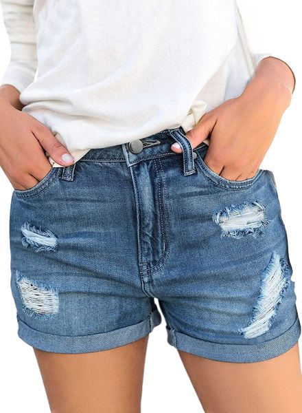 women's ripped high waisted denim shorts stretchy cuffed hem jean shorts y5e0#, White;black
women's ripped high waisted denim shorts stretchy cuffed hem jean shorts y5e0#, White;black