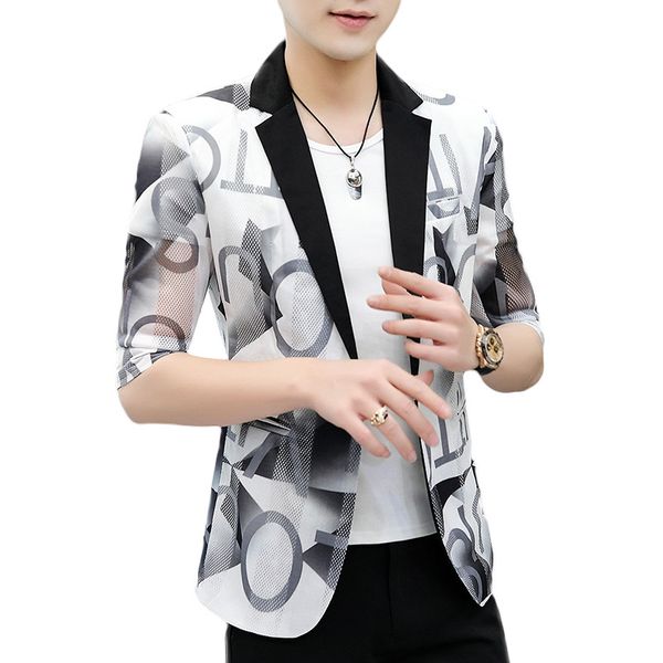 men's suits & blazers hombre de chaquetas vestir 2022 summer letter printing thin male blazer suit half-sleeve small sunscreen clothes, White;black
men's suits & blazers hombre de chaquetas vestir 2022 summer letter printing thin male blazer suit half-sleeve small sunscreen clothes, White;black
