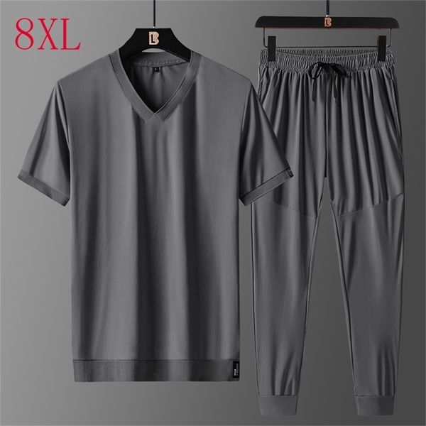 plus size 8xl mens t shirt shorts sports suit solid cotton large two piece clothes summer men clothing 220719, Gray
plus size 8xl mens t shirt shorts sports suit solid cotton large two piece clothes summer men clothing 220719, Gray
