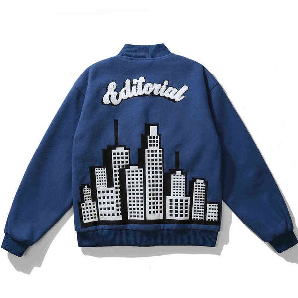varsity jacket abstract tall building embroidery baseball jacket men winter streetwear fashion blue bomber jacket outwear t220728, Black;brown
varsity jacket abstract tall building embroidery baseball jacket men winter streetwear fashion blue bomber jacket outwear t220728, Black;brown