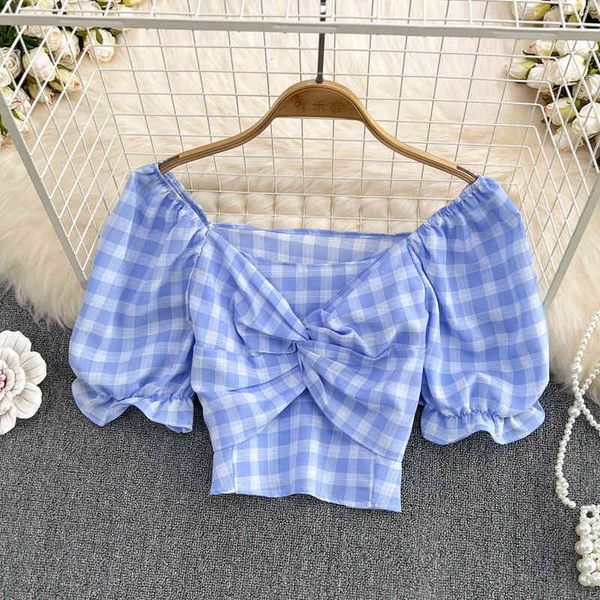 women's blouses shirts 2022 summer style square neck bubble sleeve waist thin short pullover plaid shirt women's chic zjqs, White
women's blouses shirts 2022 summer style square neck bubble sleeve waist thin short pullover plaid shirt women's chic zjqs, White