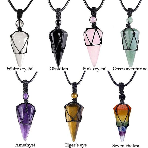 pendant necklaces natural stone chakra pendants crystal quartz black rope wrapped amethysts necklace for women men lapis lazuli jewelry whol, Silver
pendant necklaces natural stone chakra pendants crystal quartz black rope wrapped amethysts necklace for women men lapis lazuli jewelry whol, Silver