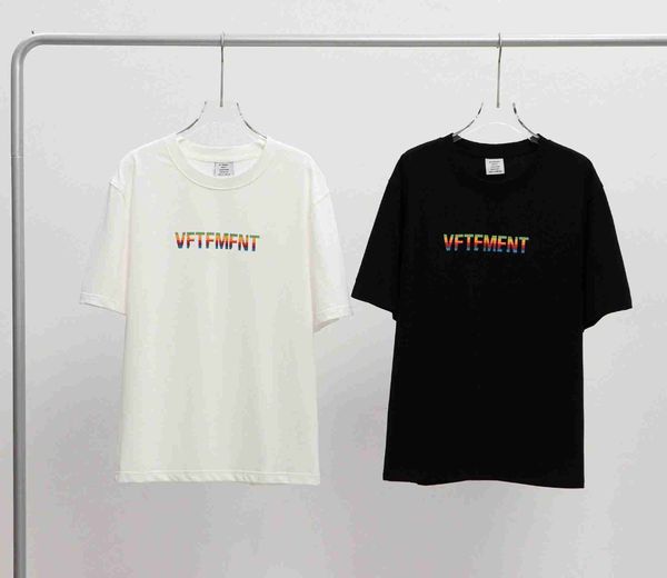 men t shirts rainbow letter print t-shirt differently mens and womens same paragraph vetements polos casual vtm tee, White;black
men t shirts rainbow letter print t-shirt differently mens and womens same paragraph vetements polos casual vtm tee, White;black