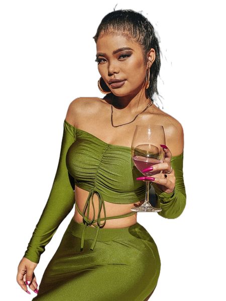 sxy off shoulder ruched front crop o6b9#, White 
sxy off shoulder ruched front crop o6b9#, White