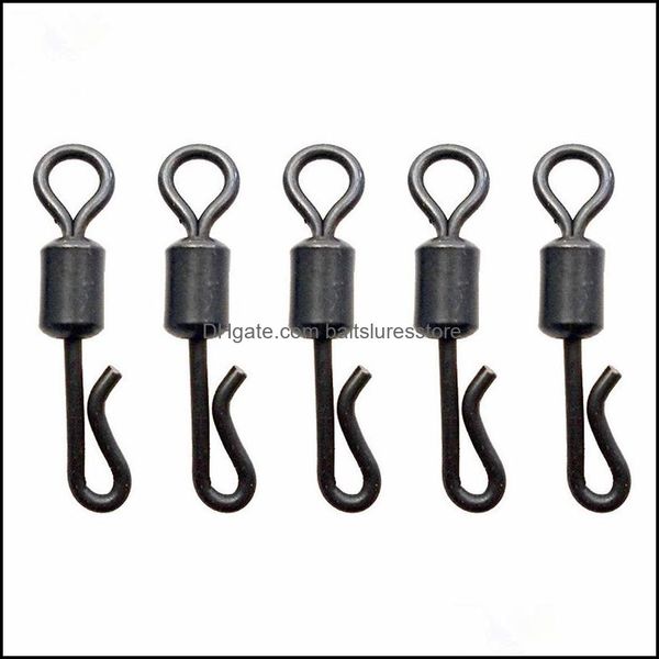 fishing accessories sports outdoors 100pcs matte black rolling quick change swivels carp rigs long body q-shaped swing snap connector acce
fishing accessories sports outdoors 100pcs matte black rolling quick change swivels carp rigs long body q-shaped swing snap connector acce