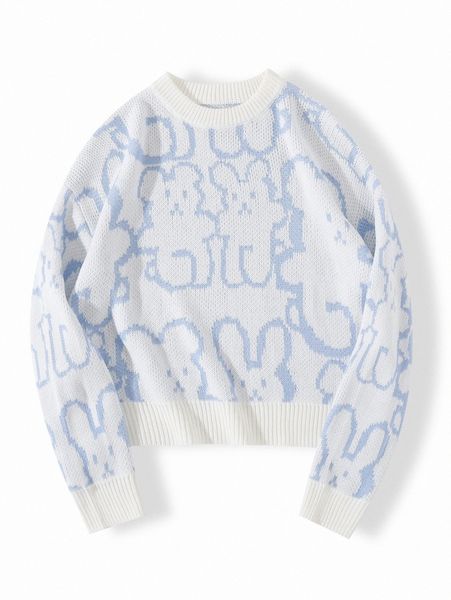 bear pattern contrast trim sweater u9hg#, White;black
bear pattern contrast trim sweater u9hg#, White;black