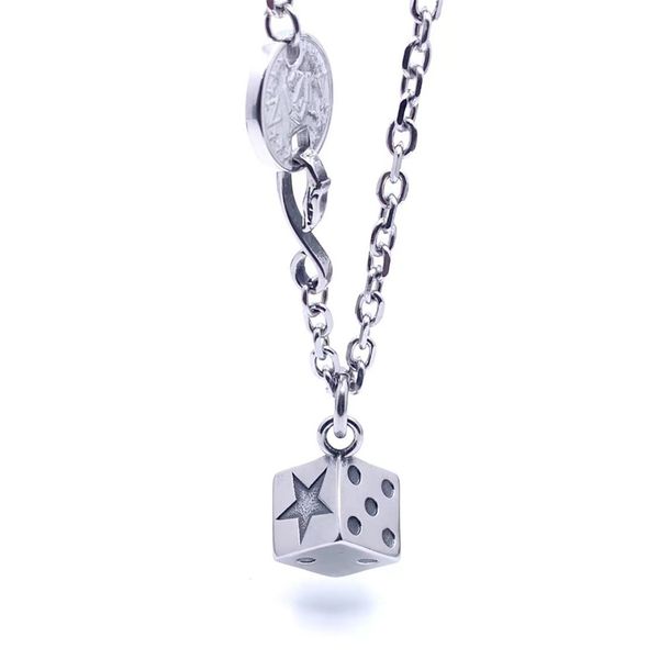 niche design titanium steel star dice pendant necklace hipster personality hip-hop street all-match long jewelry accessories, Silver
niche design titanium steel star dice pendant necklace hipster personality hip-hop street all-match long jewelry accessories, Silver