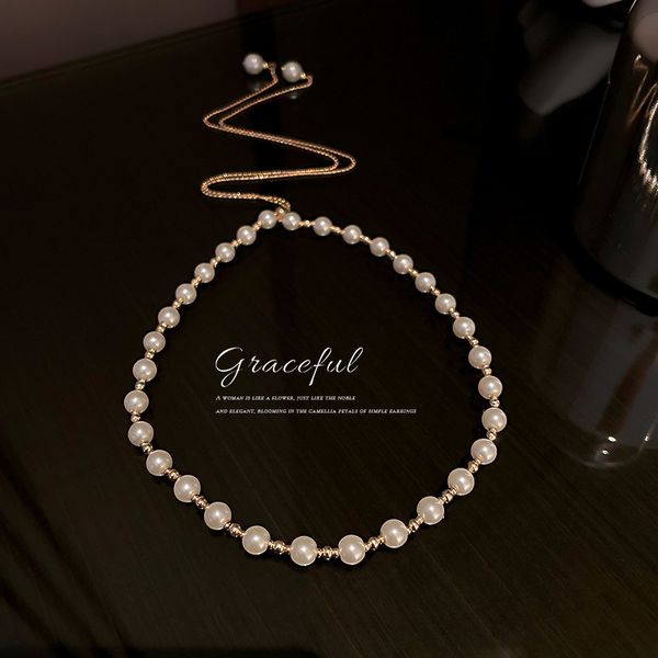 real gold plating south korea dongdaemun simple personality abs pearl tassel necklace instafamous design sense necklace, Black
real gold plating south korea dongdaemun simple personality abs pearl tassel necklace instafamous design sense necklace, Black