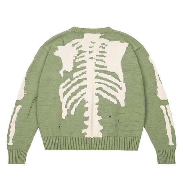 women green loose skull print sweaters men and quality high street hole retro knitted sweater aa, White;black
women green loose skull print sweaters men and quality high street hole retro knitted sweater aa, White;black