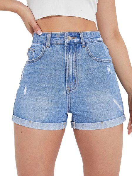 high waist ripped roll hem denim shorts b7lo#, White;black
high waist ripped roll hem denim shorts b7lo#, White;black