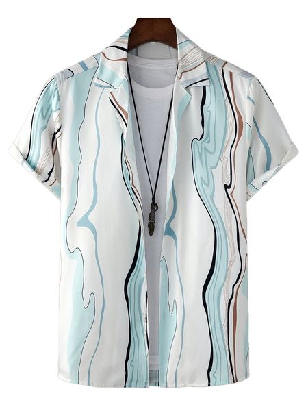 men random graphic print shirt without tee t2o5#, White;black