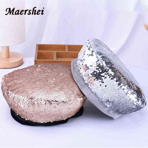 maershei women fashion sequins beret cap girl silver black flashing tide hat european american painter hat beanie caps j220722, Blue;gray
maershei women fashion sequins beret cap girl silver black flashing tide hat european american painter hat beanie caps j220722, Blue;gray