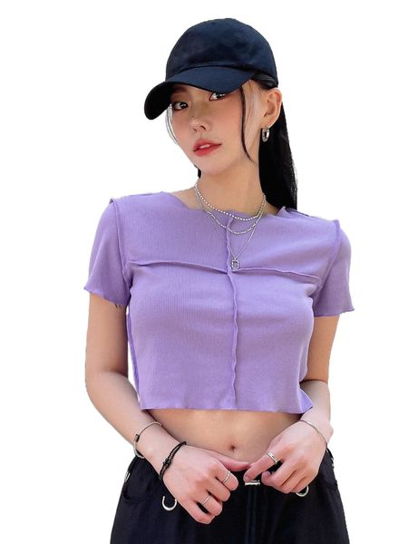 dazy seam detail crop tee b1lj#, White