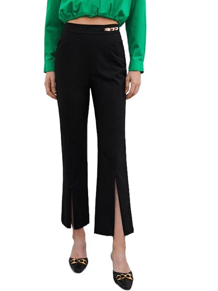 motf premium viscose split bootcut pants 90rc#, Black;white