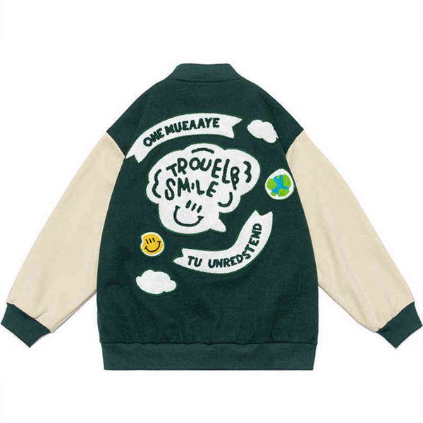 2021 autumn patchwork letter pattern embroidery baseball jacket men's women oversize bomber jacket varsity award coat t220728, Black;brown
2021 autumn patchwork letter pattern embroidery baseball jacket men's women oversize bomber jacket varsity award coat t220728, Black;brown