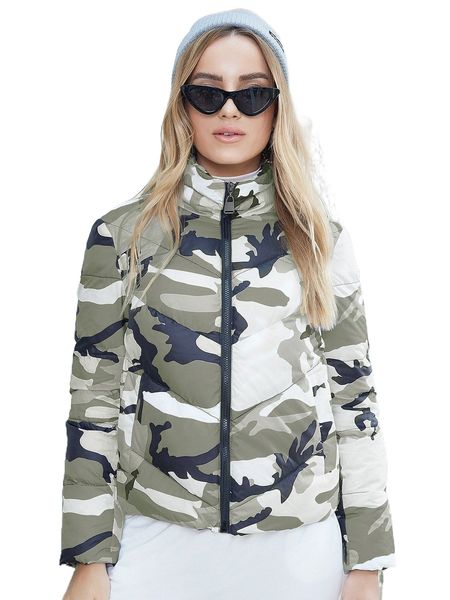 ziai camo print slant pockets puffer coat f3mm#, Black