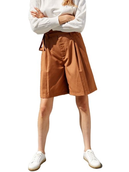 motf x hannah g belted loose shorts y4a2#, White;black