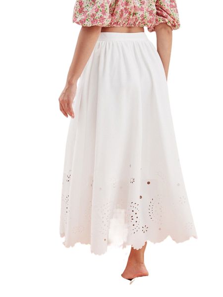 modely high waist laser cut hem skirt 5932#, Black