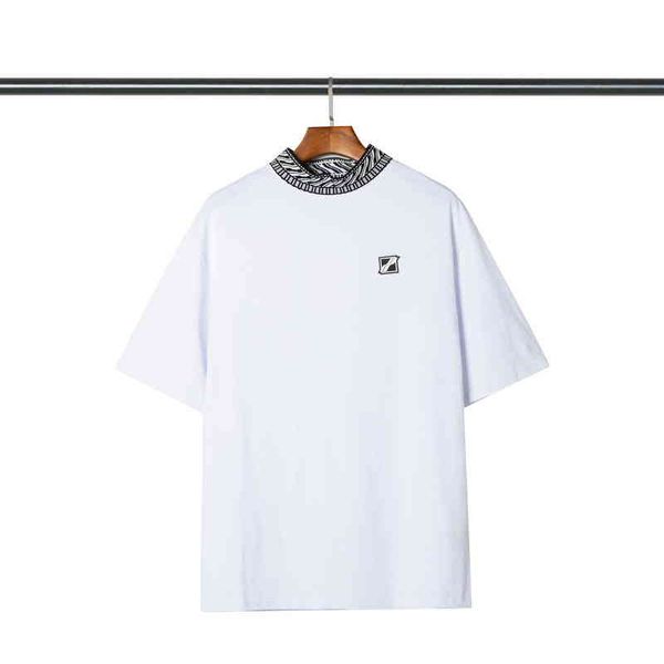 spring and summer new high collar embroidered couple's short sleeve t-shirt, White;black
spring and summer new high collar embroidered couple's short sleeve t-shirt, White;black
