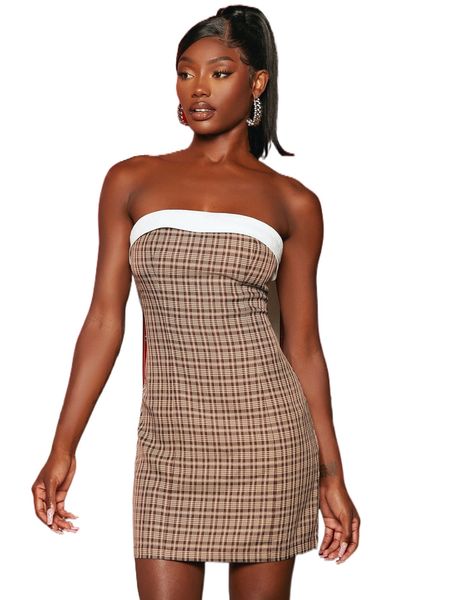 plaid print tube dress o3qs#, Black;gray
plaid print tube dress o3qs#, Black;gray
