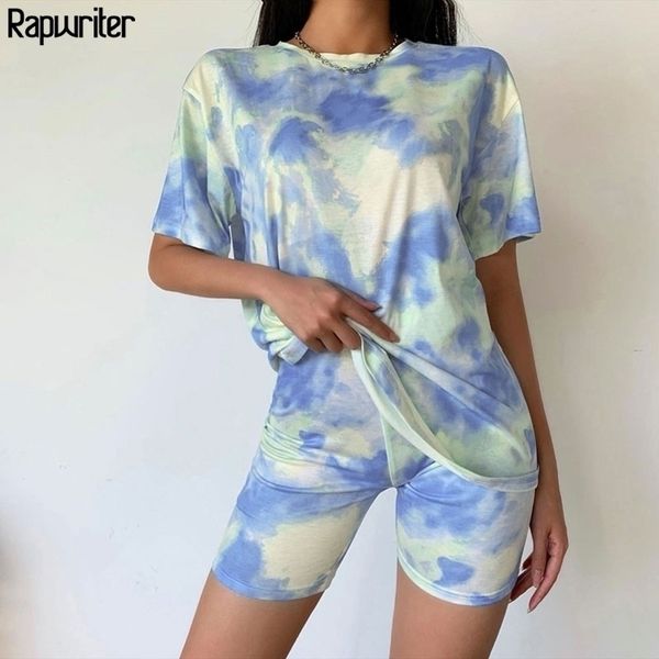 rapwriter tie dye print summer tshirt and shorts two piece set women oversized tshirt slim shorts outfits femme biker track suit y200822, Gray
rapwriter tie dye print summer tshirt and shorts two piece set women oversized tshirt slim shorts outfits femme biker track suit y200822, Gray
