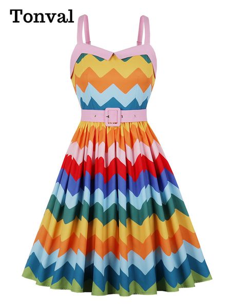 tonval multicolor striped high waist vintage pinup girls 50s pleated dres strap belted party summer clothes 220520, Black;gray
tonval multicolor striped high waist vintage pinup girls 50s pleated dres strap belted party summer clothes 220520, Black;gray