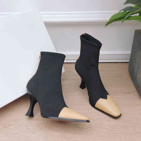boots style square head color matching elastic boots women's thin heels high versatile net red smoking socks short, Black
boots style square head color matching elastic boots women's thin heels high versatile net red smoking socks short, Black
