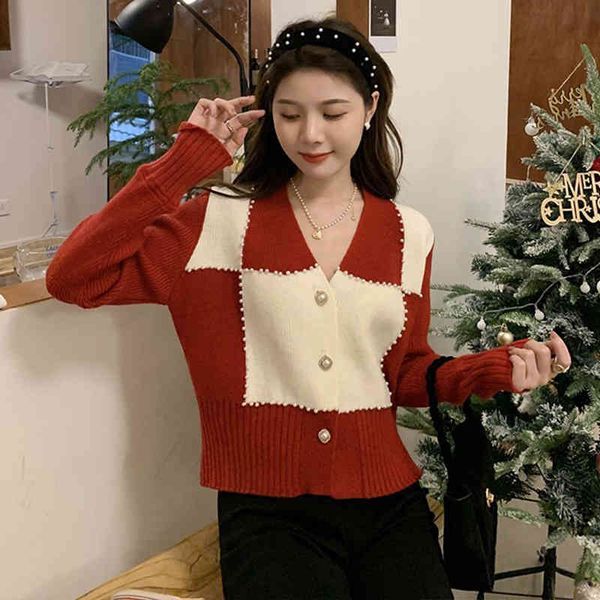 women's polos contrast color sweater women's spring and autumn sweet french design sense of minority bubble bead long sleeve knitt, White
women's polos contrast color sweater women's spring and autumn sweet french design sense of minority bubble bead long sleeve knitt, White