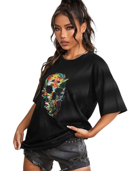 x ali gulec floral & skull print drop shoulder tee t387#, White
x ali gulec floral & skull print drop shoulder tee t387#, White