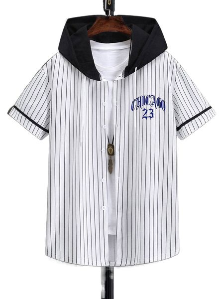 men vertical striped & letter graphic hooded shirt without tee w0ej#, White;black
men vertical striped & letter graphic hooded shirt without tee w0ej#, White;black