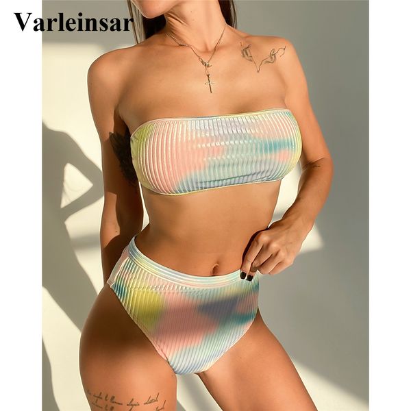 new bandeau ribbed tid dye female swimsuit high waist bikini women swimwear two-pieces bikini set bather bathing suit swim v2857, White;black
new bandeau ribbed tid dye female swimsuit high waist bikini women swimwear two-pieces bikini set bather bathing suit swim v2857, White;black