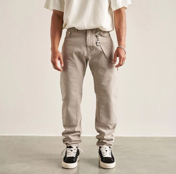 22fw men uk london autumn winter pocket elastic straight denim pants jeans overall trousers, Black;brown
22fw men uk london autumn winter pocket elastic straight denim pants jeans overall trousers, Black;brown