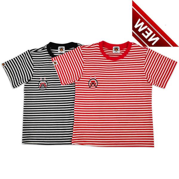 beii & bap fashion brand children's spring and summer cartoon shark embroidered short sleeve baby stripe t-shirt, White;black 
beii & bap fashion brand children's spring and summer cartoon shark embroidered short sleeve baby stripe t-shirt, White;black