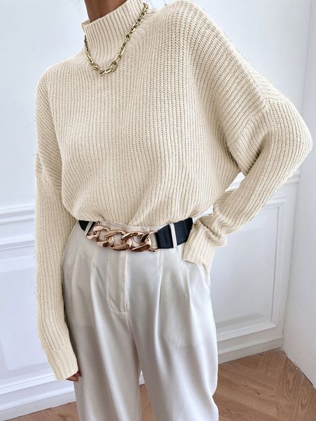 stand collar batwing sleeve sweater u5ib#, White;black 
stand collar batwing sleeve sweater u5ib#, White;black