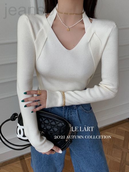 women's knits & tees designer design sense temperament knitwear women's 2021 autumn and winter new slim fit hanging neck v-neck in, White
women's knits & tees designer design sense temperament knitwear women's 2021 autumn and winter new slim fit hanging neck v-neck in, White