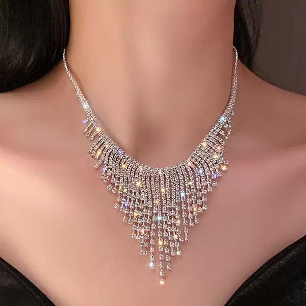 fine long tassel shiny crystal choker necklaces for women temperament hyperbole style necklace jewelry gifts, Golden;silver
fine long tassel shiny crystal choker necklaces for women temperament hyperbole style necklace jewelry gifts, Golden;silver