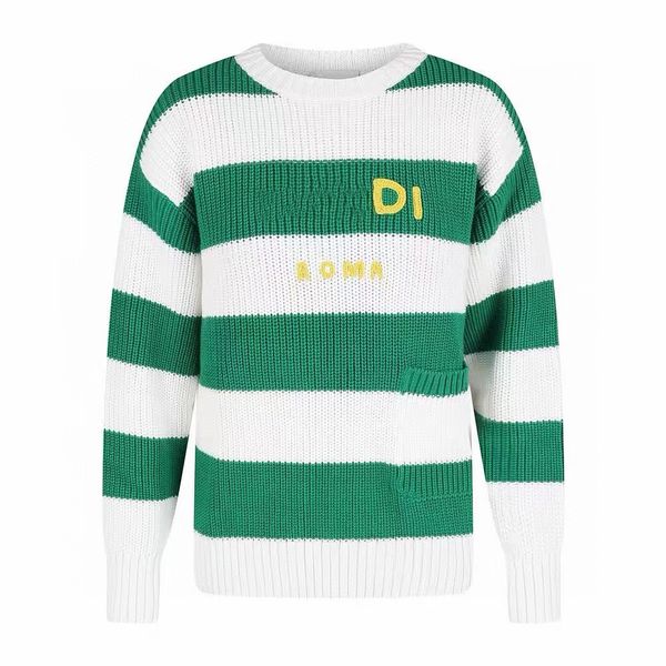 boys girls pullovers baby sweaters kids designer clothes green stripe pullover sweater with pocket o-neck fasion long sleeve cotton white si, Blue