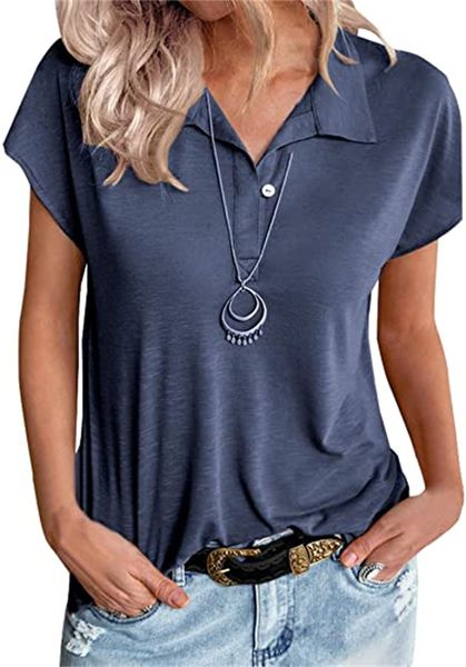 women's summer & tees polo v-neck t-shirt casual cover sleeve short sleeve button shirt top, White
women's summer & tees polo v-neck t-shirt casual cover sleeve short sleeve button shirt top, White