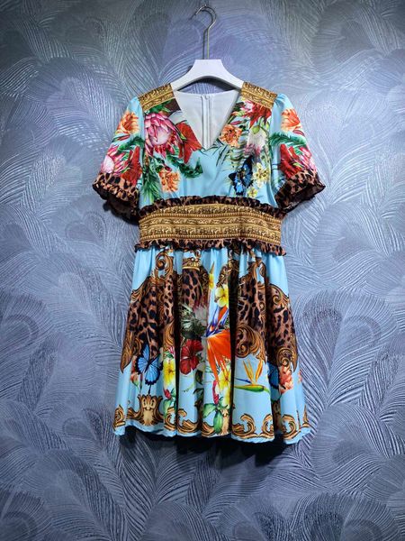 paris fashion printed short sleeve heavy work diamond dress, Black;gray
paris fashion printed short sleeve heavy work diamond dress, Black;gray