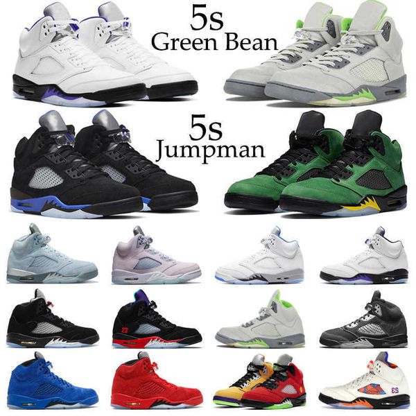 

5s concord men basketball shoes jumpman 5 green bean easter blue bird raging red racer blue oreo anthracite mens trainers sport, Black